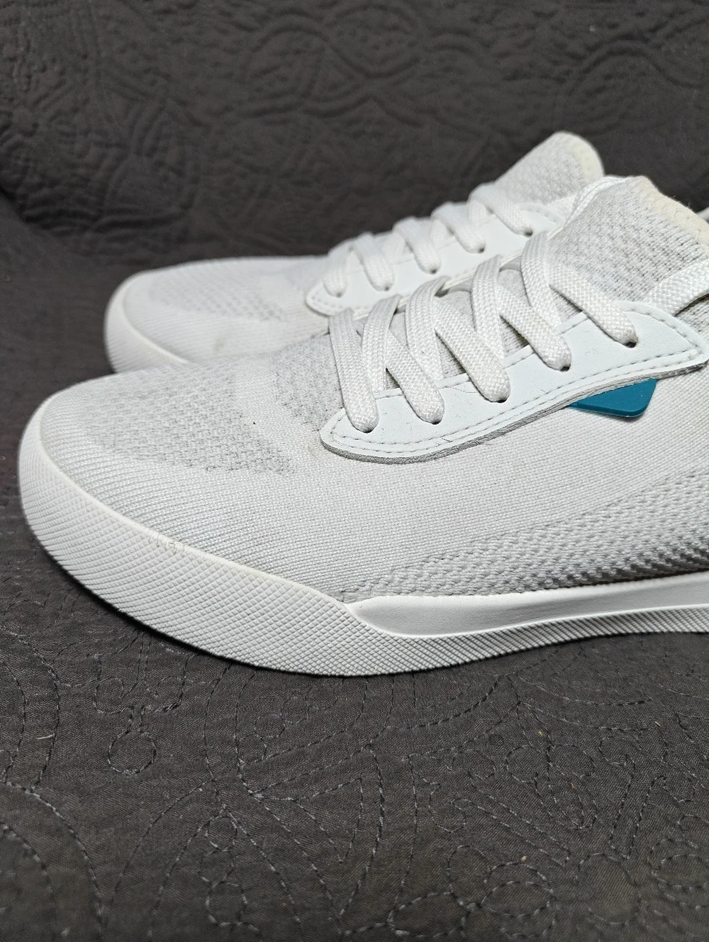 VESSI Weekend Waterproof White Knit Casual Off White Lace Up Sneaker Women's 7